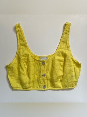 Wilfred Free Sisley 100% Linen Crop Top Tank Front Button Shells Size Large NWOT